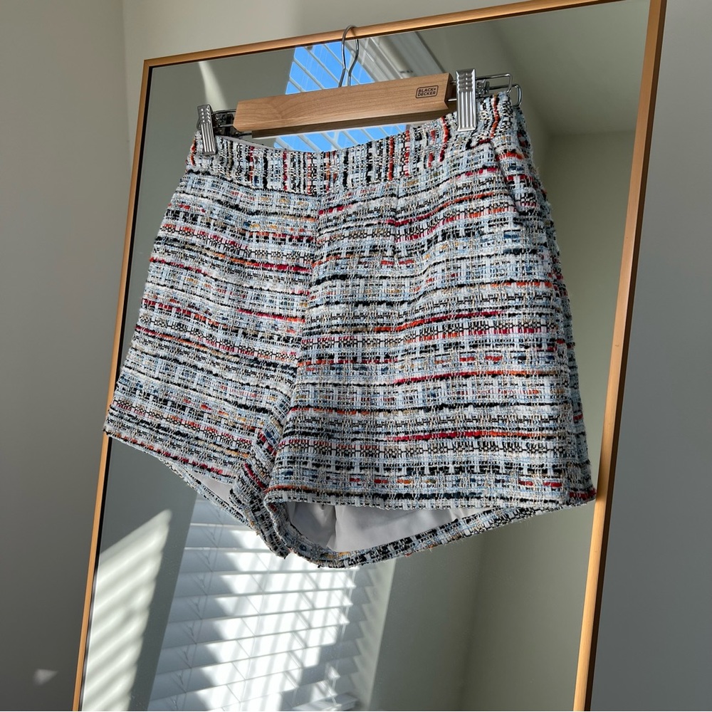NEW🔖L'AGENCE Ashton Tweed Shorts White Red/Orange/Blue Pocket